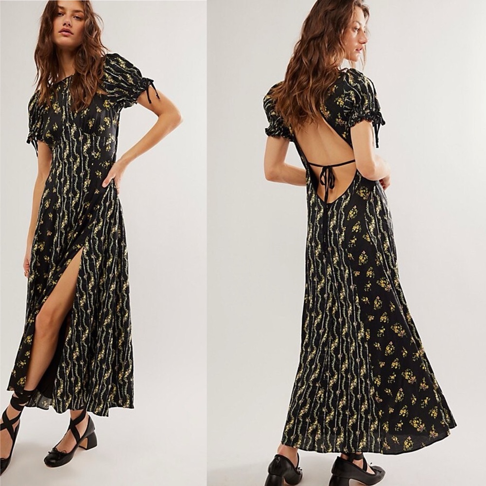 NWT Free People Magdalena Floral Cut Out Midi Dress